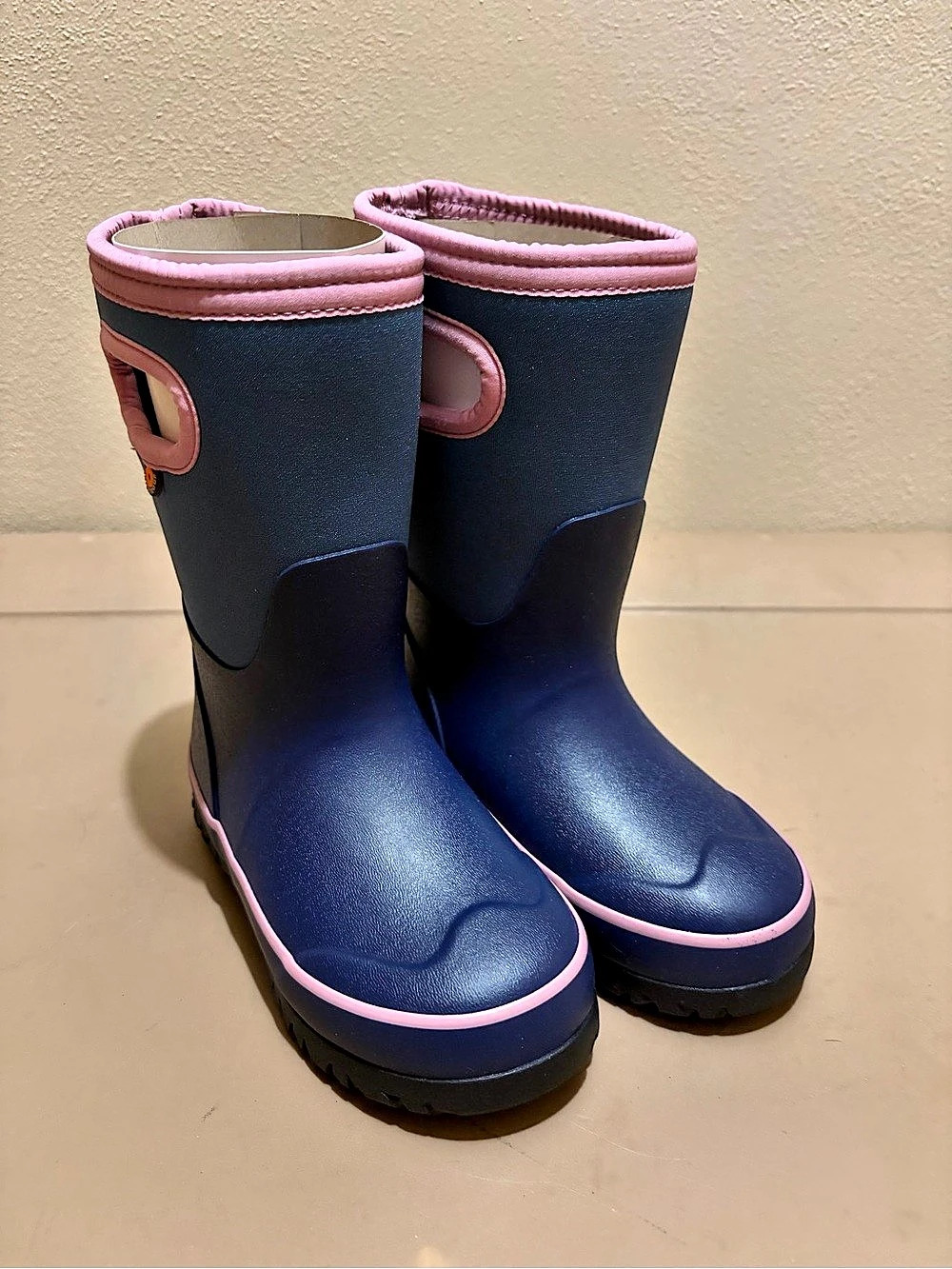 Bogs Kids Grasp Solid Waterproof Boots Blue & Pink Girls US 10 New